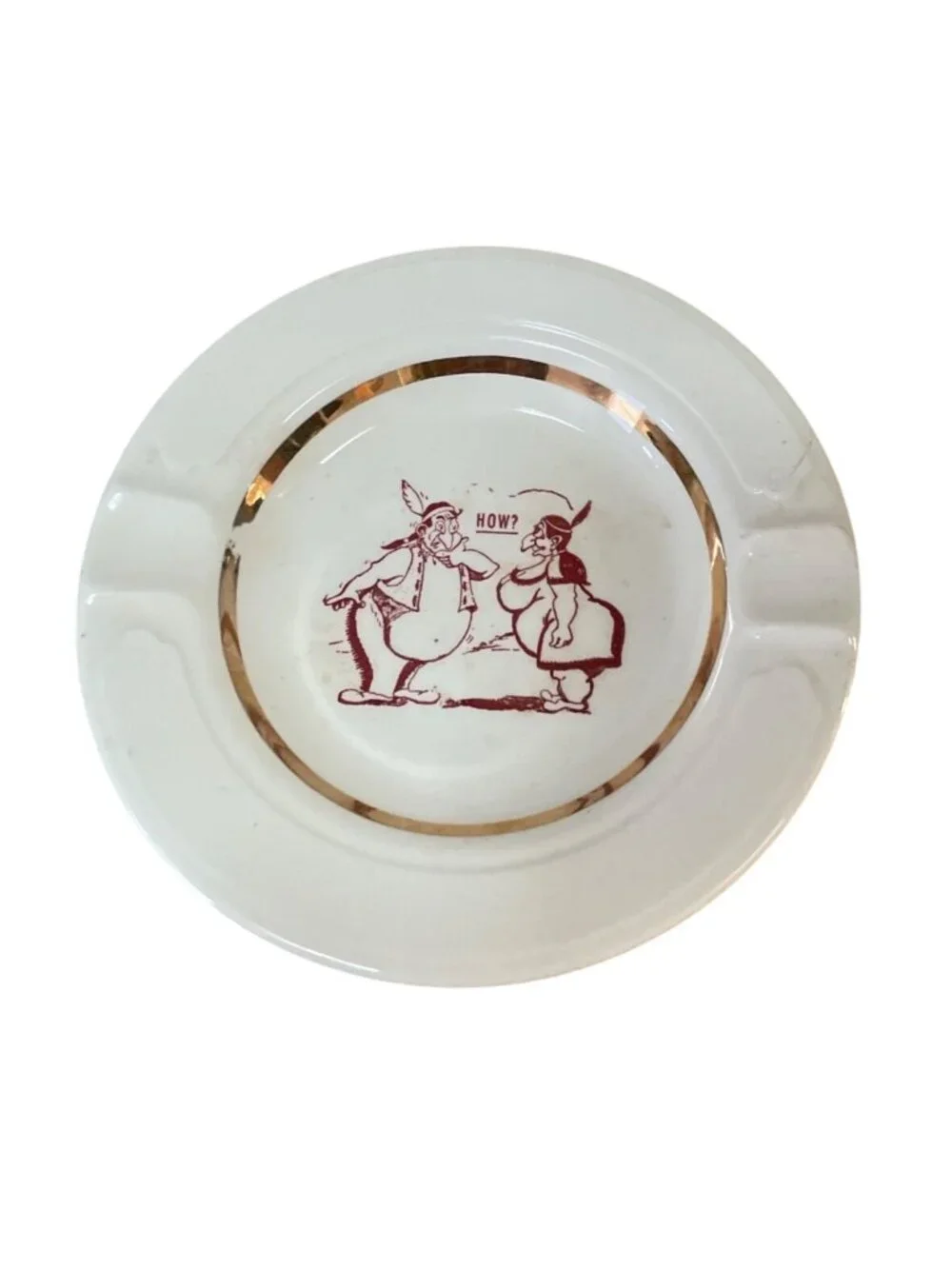 Vintage Ceramic Ashtray With Gold Trim Risqué Adult Humor